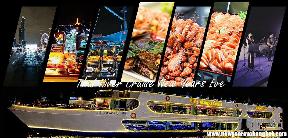 New year's eve 2025 rooftop party Bangkok on River cruise Chaophraya river onboard Vi-va Alangka Cruise