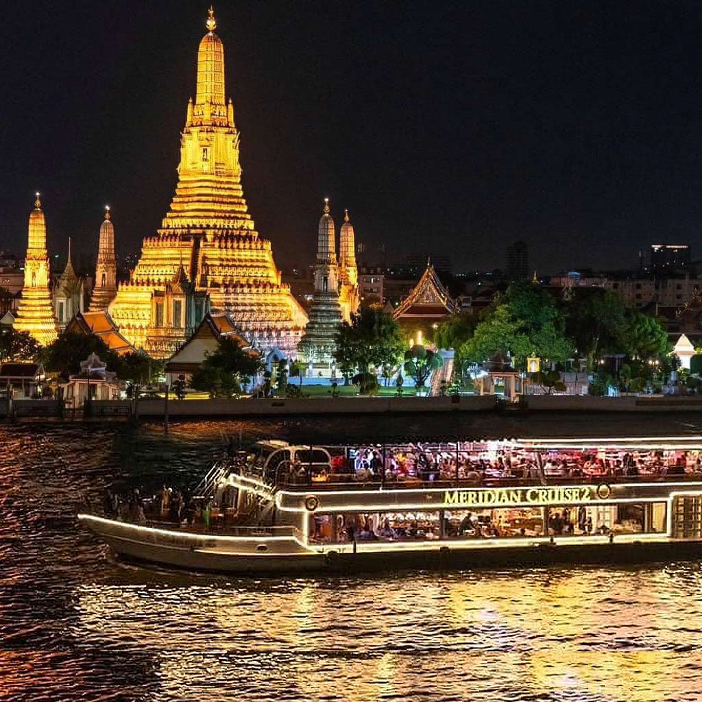 Celebrate New Year's Eve 2026 Bangkok Dinner Cruise Packages Meridian Cruise2 ! Enjoy a luxury dinner, live entertainment, stunning fireworks