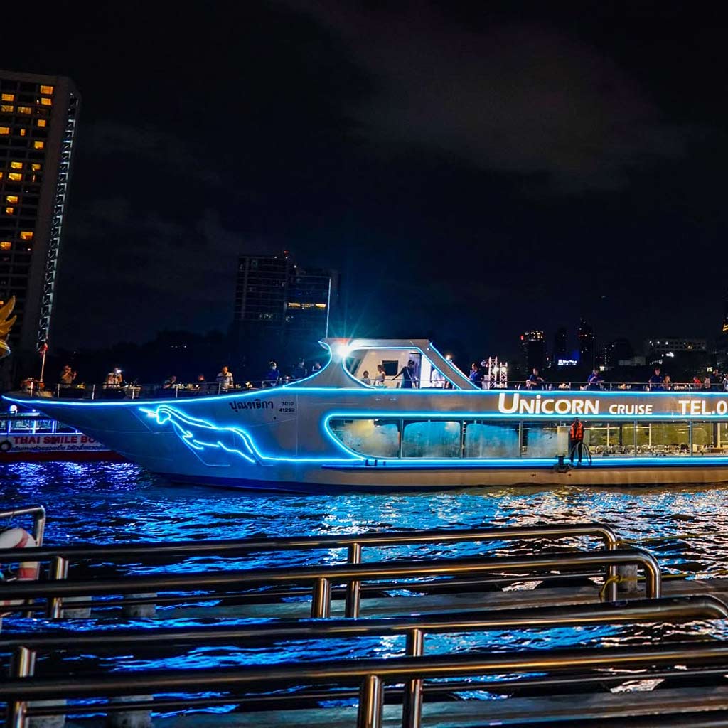 Secure your New Year's Eve 2026 Bangkok tickets Unicorn Cruise on the Chaophraya river. Celebrate NYE & countdown watch spectacular fireworks