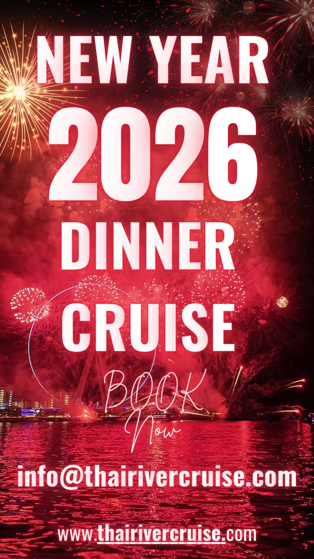 New Year EVE 2026 Dinner Cruise Booking Ticket Price Book Now on Thai River Cruise. 
Wonderful Pearl Cruise New Year Eve Bangkok Luxury Dinner Cruise
The Opulence Cruise New Year Eve Bangkok Luxury River Cruise
Sawasdee Chaophrya Cruise New Year Eve Bangkok Party Dinner Cruise 
The Luxury White Cruise New Year Eve Bangkok Rooftop Dinner Cruise
The Planet Cruise New Year Eve Bangkok Dinner Cruise
Bangkok Chaophraya Cruise New Year Eve Bangkok River Cruise
Chaophraya Cruise New Year Eve Bangkok Chaophraya River Cruise
Grand Pearl Cruise New Year Eve Bangkok Fireworks
Grand Pearl Cruise2 New Year Eve Bangkok Ticket
White Orchid River Cruise New Year Eve Bangkok Book
Chaophraya Princess Cruise New Year Eve Bangkok Reservation
Alangka Cruise New Year Eve Bangkok Countdown    
Royal Princess Cruise 
Viva Alangka Cruise New Year Eve Bangkok Chao Phraya Dinner cruise 
Smile Riverside Cruise New Year Eve Bangkok Dinner Cruise Packages 
Unicorn Cruise New Year Eve Bangkok Affordable Dinner Cruise
Meridian Cruise New Year Eve Bangkok Celebration
Meridian Cruise2 New Year Eve Bangkok Countdown Party Cruise
River Star Cruise New Year Eve Bangkok Countdown Dinner 
Vela Cruise New Year Eve 2026 Bangkok Buffet Dinner Cruise
Mahapatra Cruise Romantic New year's eve Cruise Bangkok 
Manohra Cruise Gourmet Dining New Year Eve 2026 Bangkok
VIP Private Room New Year Eve 2026 Dinner Cruise Bangkok